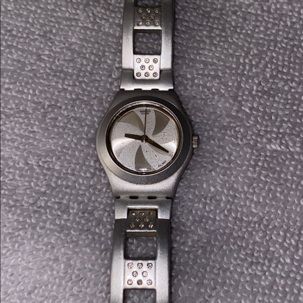 Swatch Silver Women's Watch with Metallic Accents
